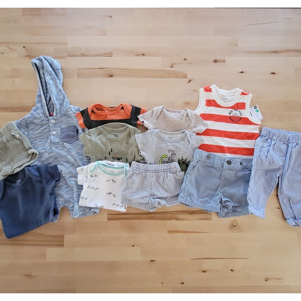 Infant Baby Boy Clothing Lot NB 0-3m OshKosh Carter's NEW One Piece Shorts Blue